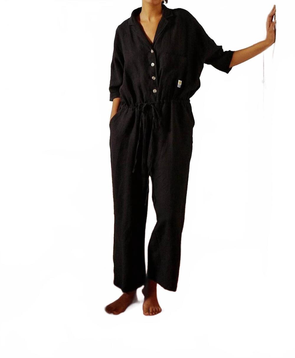 NEW L.F. MARKEY maxim short sleeve jumpsuit in black